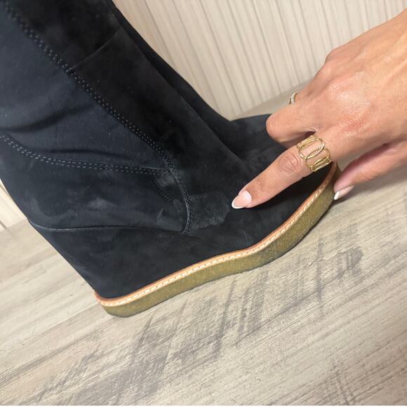 Veronica Beard Andora Knee-High Wedge Boot in Black Size 5.5M - Picture 12 of 16